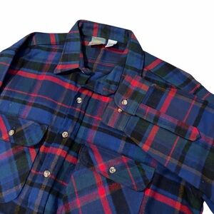 VTG Ozark Wilderness Heavyweight Flannel Shirt Mens XLT XL Tall Multicolor 90s